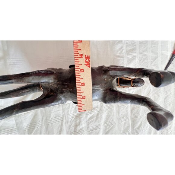 Leather Wrapped Horse Statue Figure 16"L x 10"H Equestrian Equine Glass Eye Vtg - Picture 9 of 16
